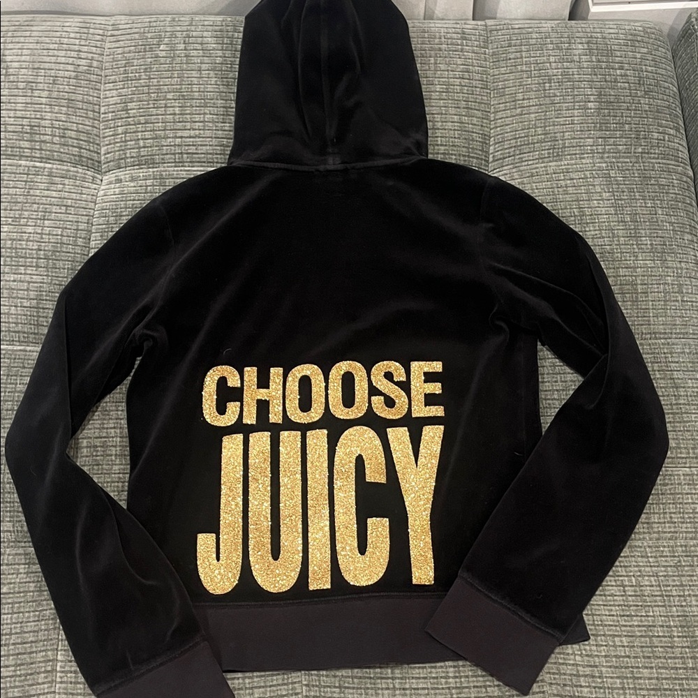 Juicy Couture Black Velour Hoodie - Picture 3 of 4